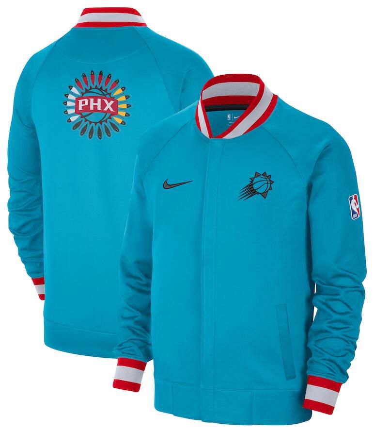 Men Phoenix Suns Blue Nike City Edition Full Zip Jacket 2023 NBA Jersey->->
